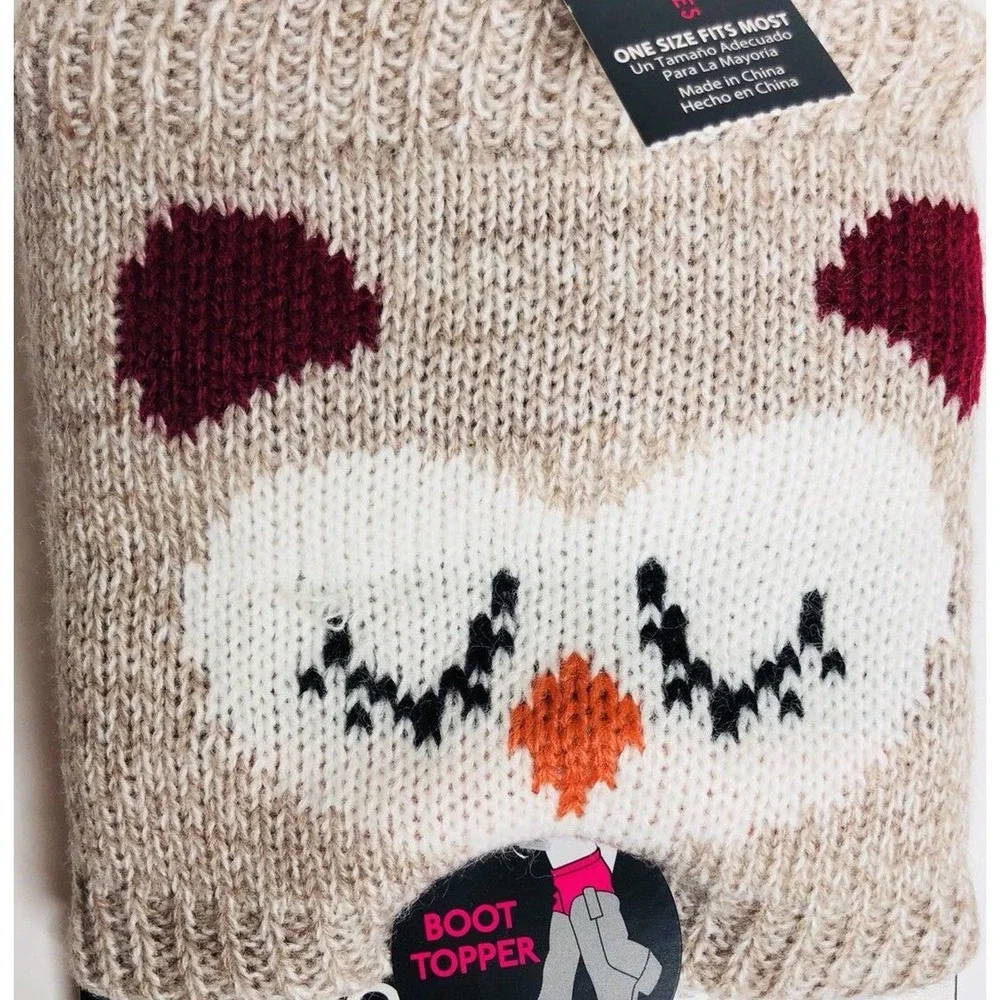 NEW No Boundaries 2 Pack Sweater‎ Boot Toppers Brown Owl & Solid Light Brown